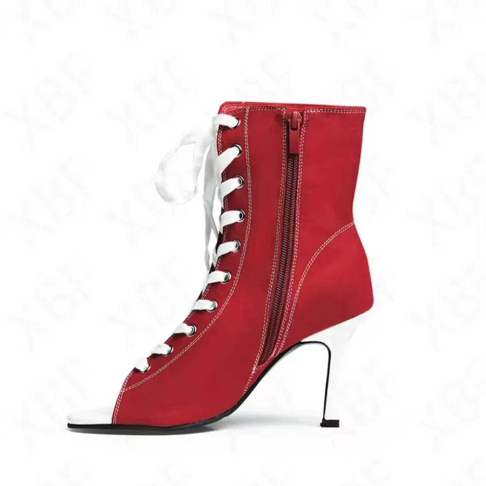Red Lace-Up Women's Shoes - Picture 10 of 13
